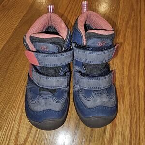 Little Kid Gray/Pink Keen Keen-Dry Waterproof Hiking Hunting Boots Sz 9 No Laces